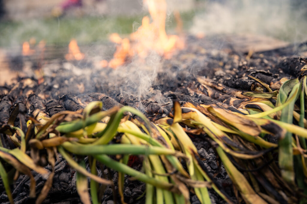 calçots rostint-se al foc