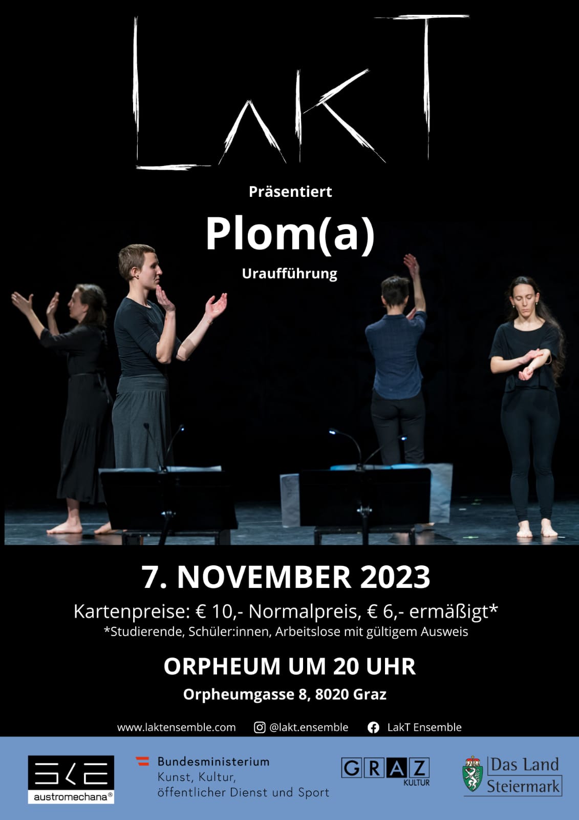 Plakat von LaKT Ensemble für ihre Stück Plom(a)